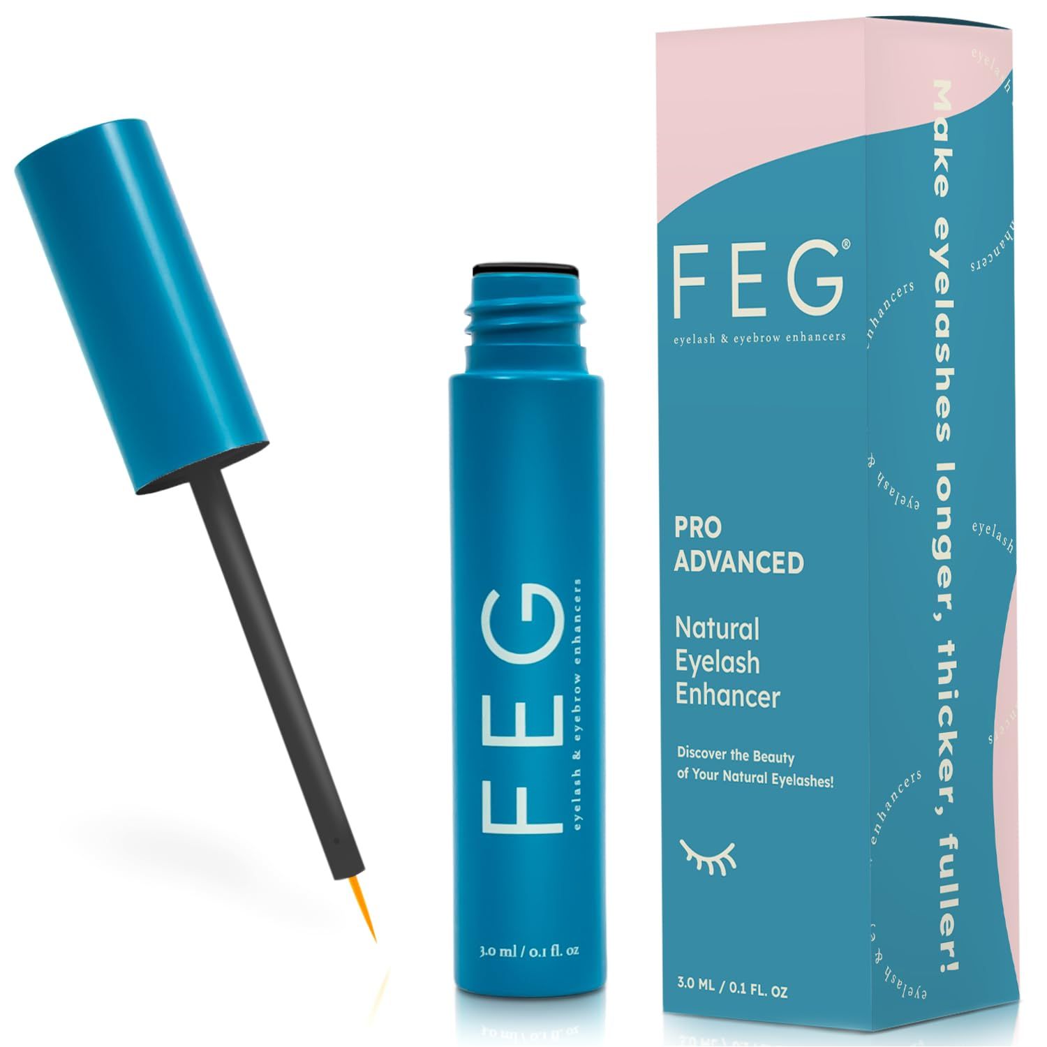 FEG Pro Advanced Natural Eyelash Enhancer Serum for Rapid Eyelash Growth | Extra Strength Lash Serum for Growing Naturally Thick, Full, and Long Eyelashes | 3ml | Stimulates Natural Eyelash Growth