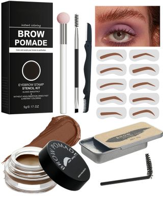 Eyebrow Makeup Kit- 16in1 Waterproof Brow Cream Gel &amp; Eyebrow Seting Wax with Brow Tool,Brow Filler Brow Pomade Set, Eye Makeup for Women Girl-02 Red Brown