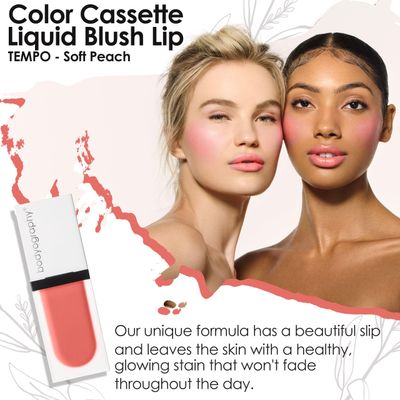 Bodyography Color Cassette Liquid Blush and Lip Tint - Multi Tasking Liquid Blush and Lip Product - Tempo