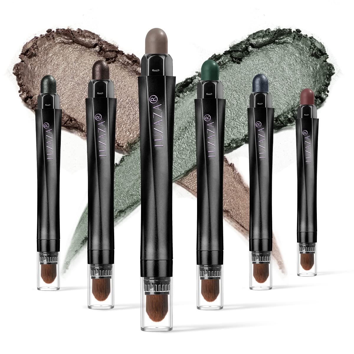 LUXAZA 6PCS Cream Eyeshadow Stick,Matte And Shimmer Neutral Brown Eyeshadow Pencil Crayon,Hypoallergenic,Highlighter,Pro Waterproof &amp; Long Lasting Eye Shadow And Eyeliner Pen Sets
