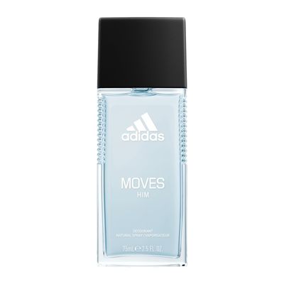 Adidas Moves Him Body Fragrance 2.5 fl oz (Pack of 1) , Notes of Green Apple, Cedarwood, Musk, Men&#39;s Fragrance, Long Lasting, Sporty Fragrance, Travel Size