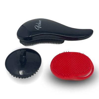 G.B.S Wave Detangling Brush Set for Curly Hair, Thick, Straight &amp; Natural Hair - Gentle Detangler Hair Brush for Women, Kids &amp; Toddlers with Flexible Bristles -Hairbrush for Wet &amp; Dry Hair