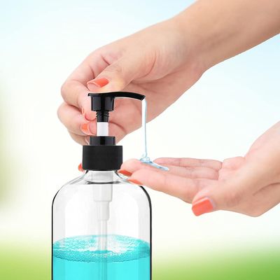 Empty Plastic Pump Bottles Dispenser 4 Pack 16oz500ml Portable Clear BPA-Free Cylinder Shampoo Lotion Hand Pump Bottle Durable Refillable Containers for Massage Oil, Liquid Soap
