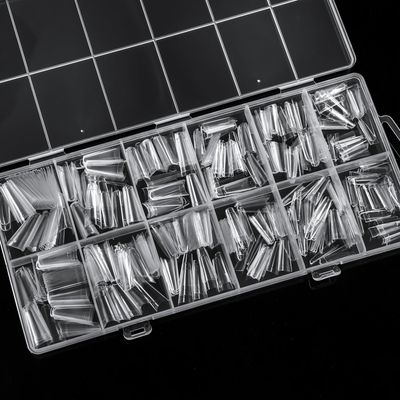 600PCS Half Cover Coffin Nail Tips - Acrylic Nail Tips, krofaue 12 Size Clear Nail Tips, Half Cover Acrylic False Nail Tips With Box for Nail Tips Art Salons and Home DIY (Clear)