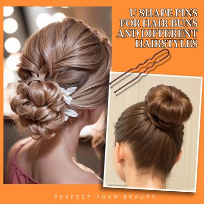 Teenitor 300pcs Bobby Pins Hair Pins Kit, 100 Hair Pins for Women 100 Bobby Pins Brown Hair and 100 Hair Bands, Hair Pins for Buns, U Shape Pins 2inch 2.36inch Bobby Pins for Women 2inch, 2.75inch