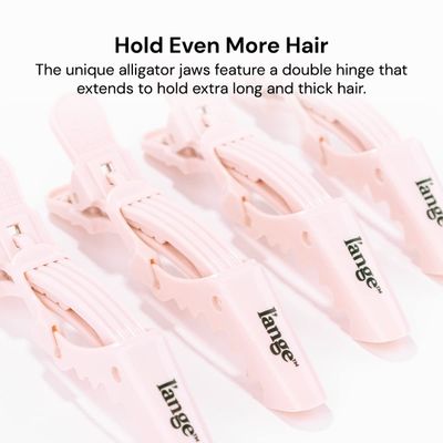 Lange Alligator Hair Clips | Wide Teeth | Double-Hinged Design | For Sectioning &amp; Securing Hair | Professional Styling Results | 4-Pack (Blush)