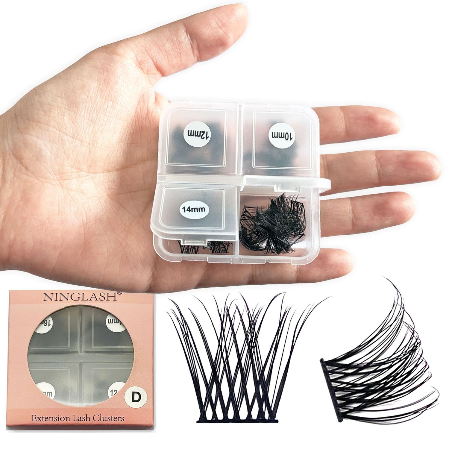 Lash Clusters Wispy NINGLASH NF14 Travel Makeup D Curl DIY Lash Extensions, 96 Pcs Individual Eyelash Extensions, Soft Natural Lightweight 10121416mm Mix Resuale Eyelash Clusters for Home use