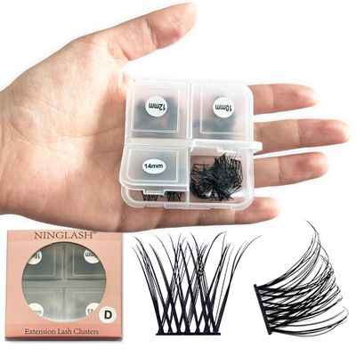 Lash Clusters Wispy NINGLASH NF14 Travel Makeup D Curl DIY Lash Extensions, 96 Pcs Individual Eyelash Extensions, Soft Natural Lightweight 10121416mm Mix Resuale Eyelash Clusters for Home use