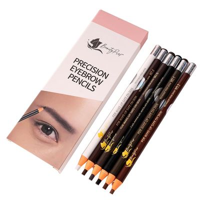 BeautyPros Peel-off Eyebrow Pencils, Brow Pencil Set For Marking, Eye Brow Pencils for Women Makeup, Long Lasting Eyebrow Pencil, Eyebrow Liners Shapes (6 Pieces) (Precision Eyebrow Pencil)