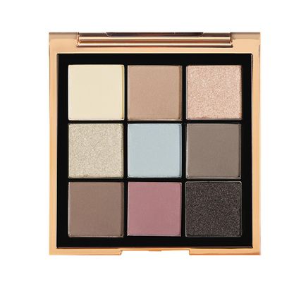 MYSTER ROSEY Metals Print Nine Colors Nude Champagne Blue Pink Dark Brown Eyeshadow Palette, 9 Pigmented Matte &amp; Shimmer Shades, Blendable Powder