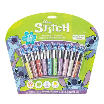 Townley Girl Disney Stitch 10 Piece Plant Based Lip Gloss, Girls Party Favors, First Makeup Set for Girl, Perfect for Parties, Sleepovers, and Birthday Gifts, Ages 3