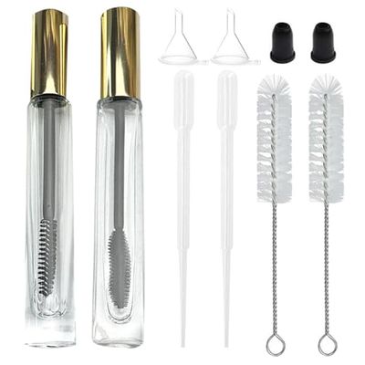 Empty Mascara Tube and Wand Glass, Empty Lip Gloss Tubes with Mascara Wands, Refillable Empty Makeup Containers Clear Mascara Tube, Empty Eyelash Cream Container Bottle (AB)