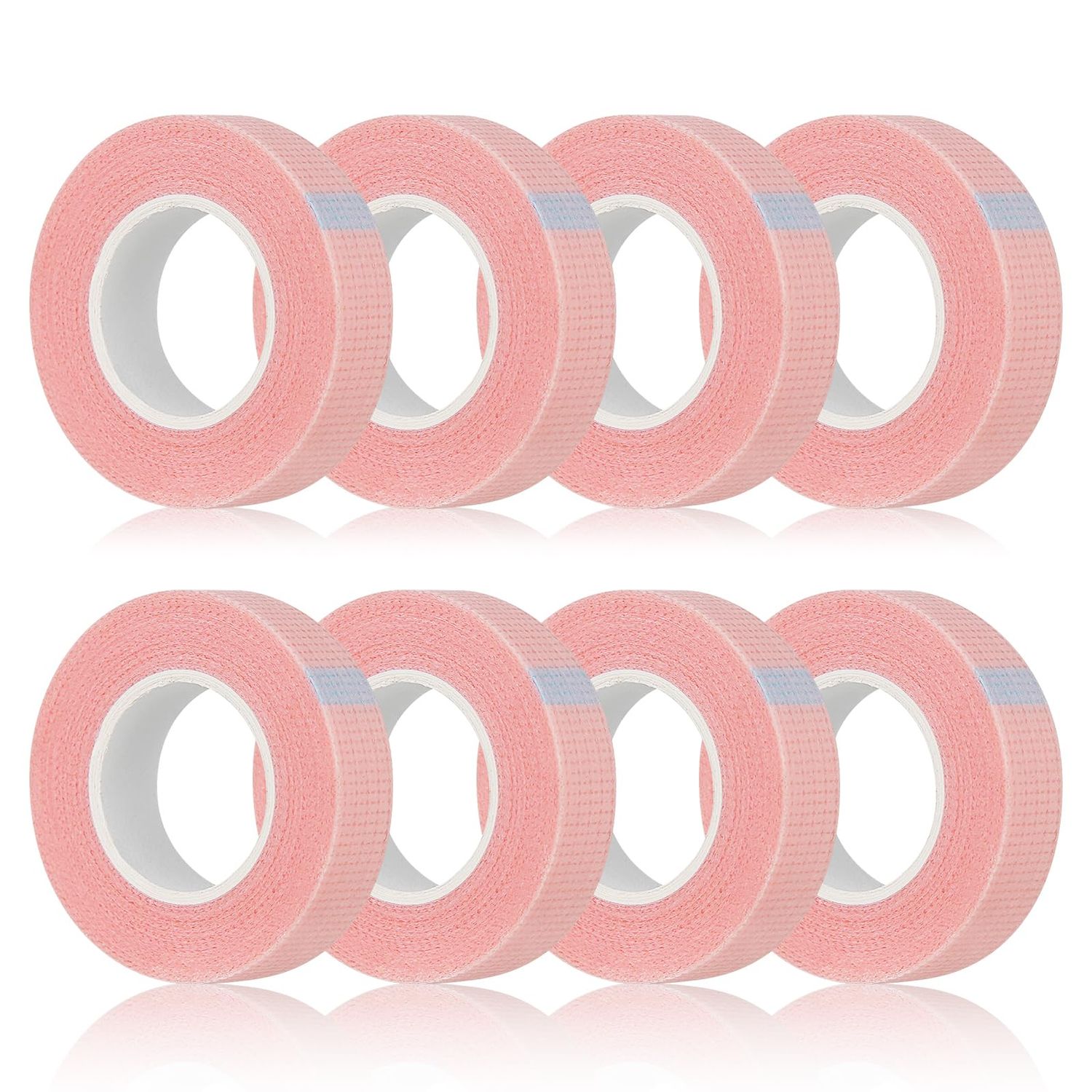 Flezoo 8 Rolls Lash Tape 9m10 Yard Pink Adhesive Eyelash Tape Breathable Fabric Eyelash Extension Tape Makeup Lash Tape for Eyelash Extensions Supplies