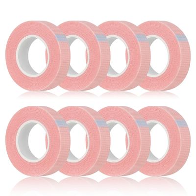 Flezoo 8 Rolls Lash Tape 9m10 Yard Pink Adhesive Eyelash Tape Breathable Fabric Eyelash Extension Tape Makeup Lash Tape for Eyelash Extensions Supplies