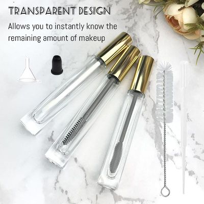 Empty Mascara Tube and Wand Glass, Empty Lip Gloss Tubes with Mascara Wands, Refillable Empty Makeup Containers Clear Mascara Tube, Empty Eyelash Cream Container Bottle (AB)