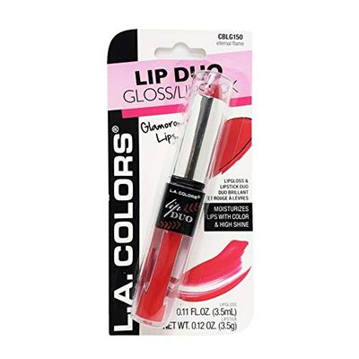L.A. LA Colors Lip Duo Lipstick Lip Gloss Lipgloss 2 in 1 (ETERNAL FLAME)