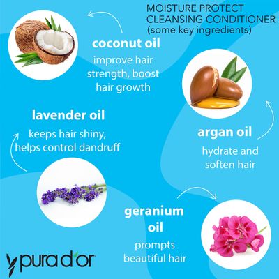 PURA D'OR 16 Oz Moisture Protect Cleansing Conditioner - Low Lather - Detangles &amp; Restores Hair with Argan Oil, Lavender &amp; Other Select Natural Ingredients, No Sulfates - All Hair Types - Men &amp; Women