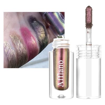 Afflano Liquid Eyeshadow Glitter Eye Makeup, Multichrome Purple Gold Eyeshadow Glitter Holographic Sombras Para Ojos, Iridescent Duo Chrome Sparkly Eye Shadow Ulti-Dimensional Eye Look #16