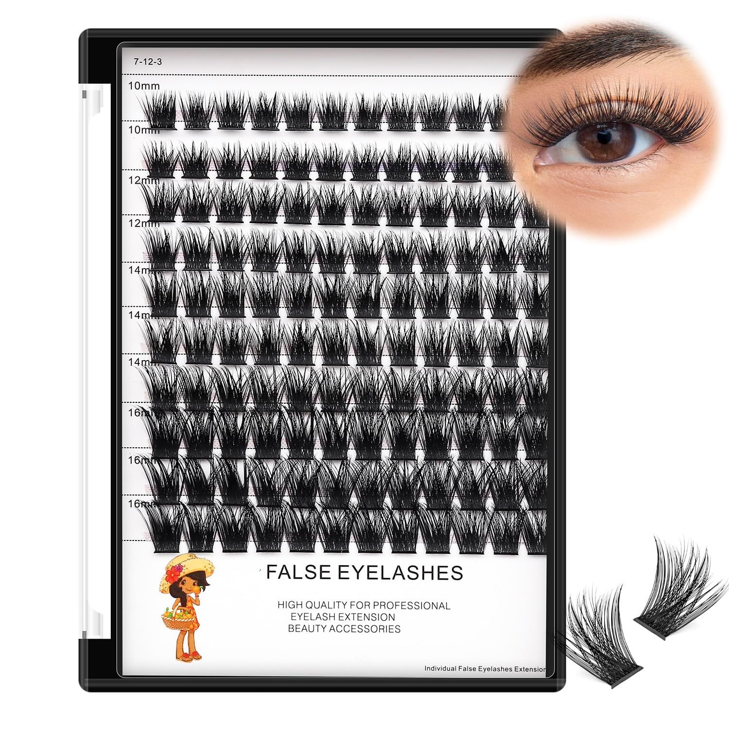 Bodermincer 120pcs 8-10-12-14mm Mixed,10-12-14-16mm Mixed Segment Clusters Individual Lashes Professional Makeup Individual Cluster EyeLashes Grafting Fake False Eyelashes Eyelash Extension Individual