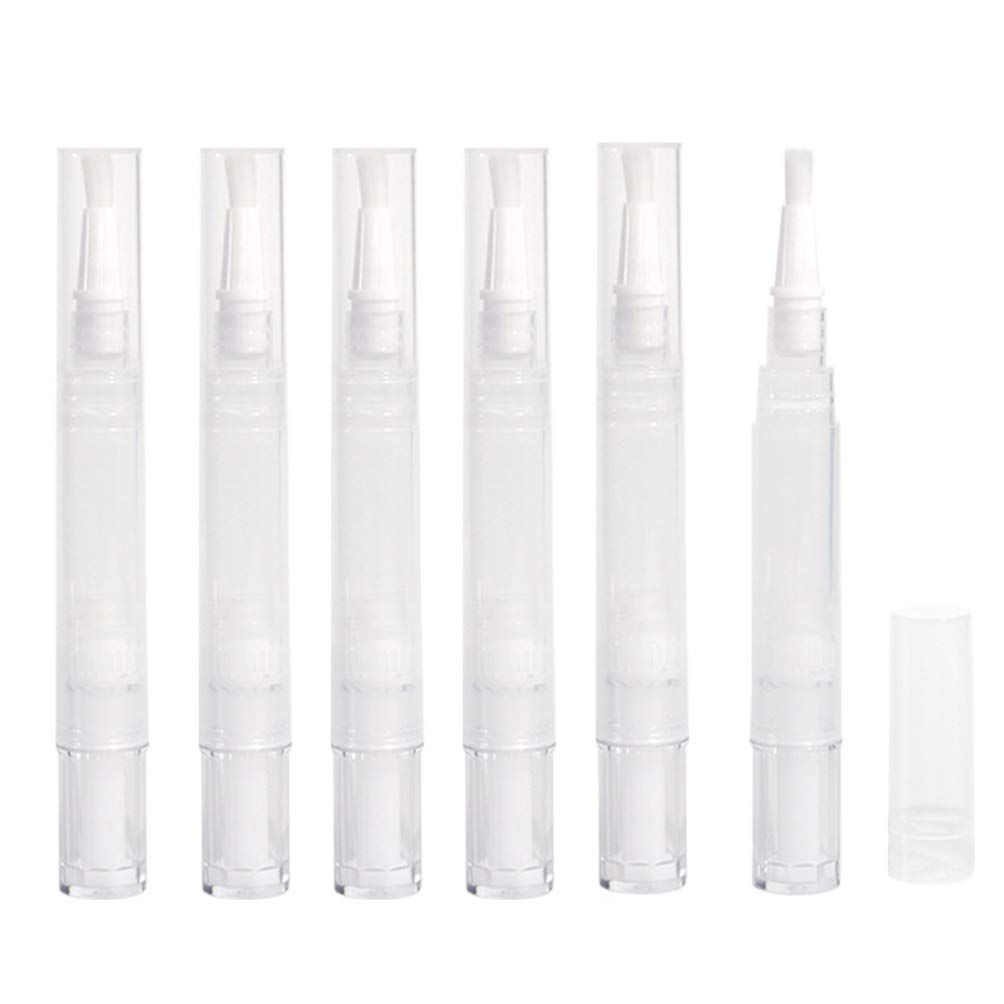 6 Pcs 3ml Transparent Empty Twist Pens with Brush Tip Nail Oil Pen Cosmetic Lip Gloss Container Applicators Eyelash Growth Liquid Tube
