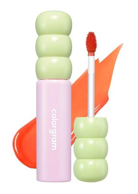 COLORGRAM Fruity Glass Tint 01 Flashing Apricot | Korean Long Lasting &amp; Waterproof Lip Stain | Glossy Dewy Lip Gloss with Apricot Coral Shade | Buildable, Blendable, Moisturizing | 0.11 Oz