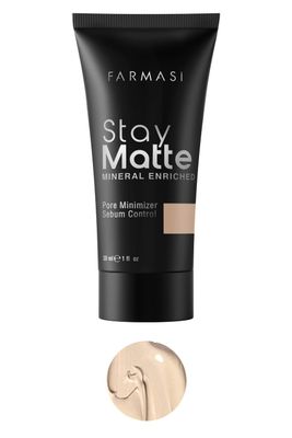 FARMASi Stay Matte Foundation, Matte Finish Foundation for a Naturally Flawless Look, Poreless, Oil Free &amp; Full Coverage Face Makeup, 1 fl. oz  30 ml (Porcelain)