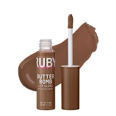 Ruby Kisses Lip Gloss Butter Bomb Gloss Non-Sticky Lip Gloss Vitamin E Natural Nude Lip Makeup - 7.8mL (0.26 US fl.oz) (Cinna-Buns)