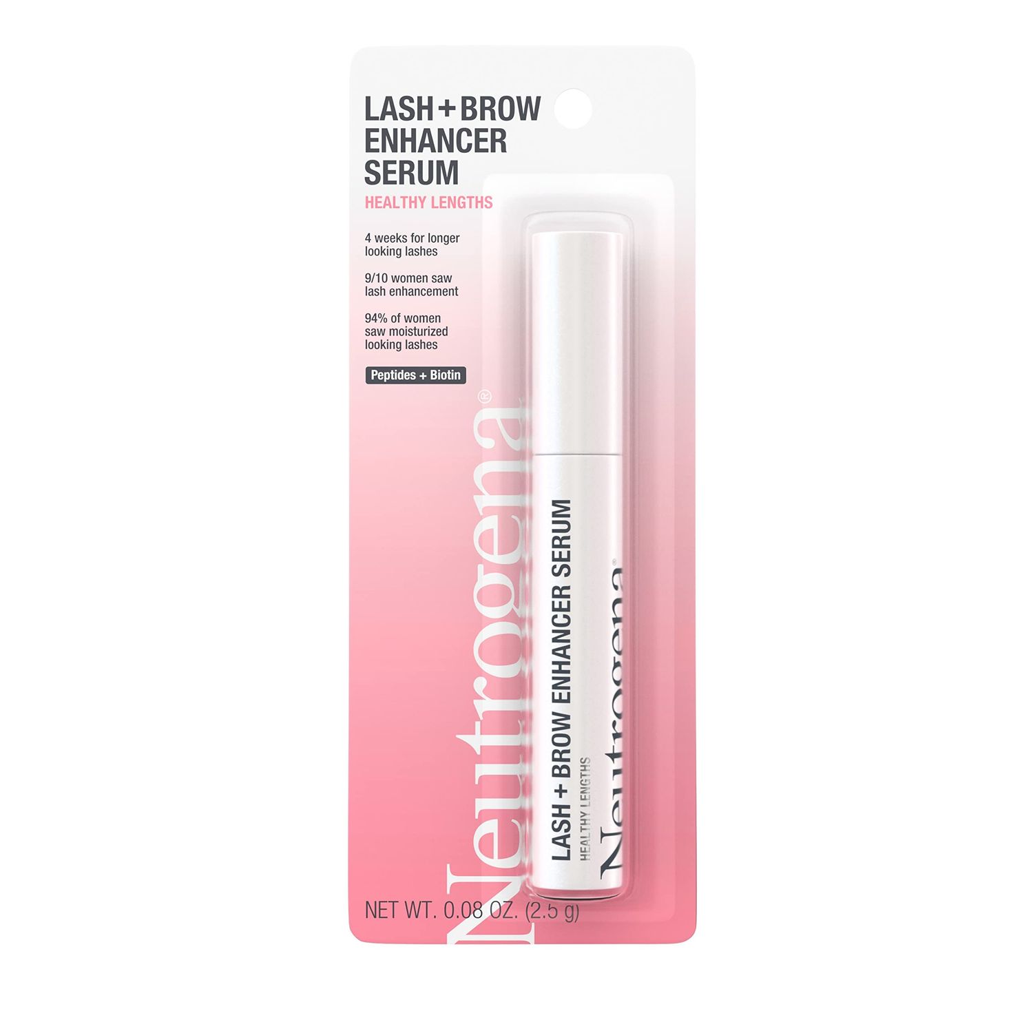 Neutrogena Healthy Lash  Brow Enhancer Serum For Unisex Adult Formulated with Biotin &amp; Peptides Nourishing &amp; Conditioning Serum to Enhance the Look of Lashes &amp; Eyebrows, 0.08 oz