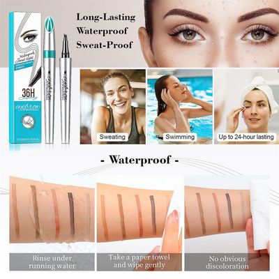 Eyebrow Pencil Microblade Brow Pen, 3D Waterproof Microblading Eyebrow Pen 4 Fork Tip Tattoo Pencil, Eye Makeup for Brow Flick, Long-Lasting Waterproof Eyebrow Pen (Dark Brown)