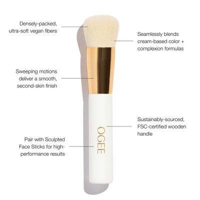 Ogee Blender Brush - Professional Quality Makeup Brush - Ultra-Soft Foundation Brush with Vegan Bristles for Flawless Makeup Application