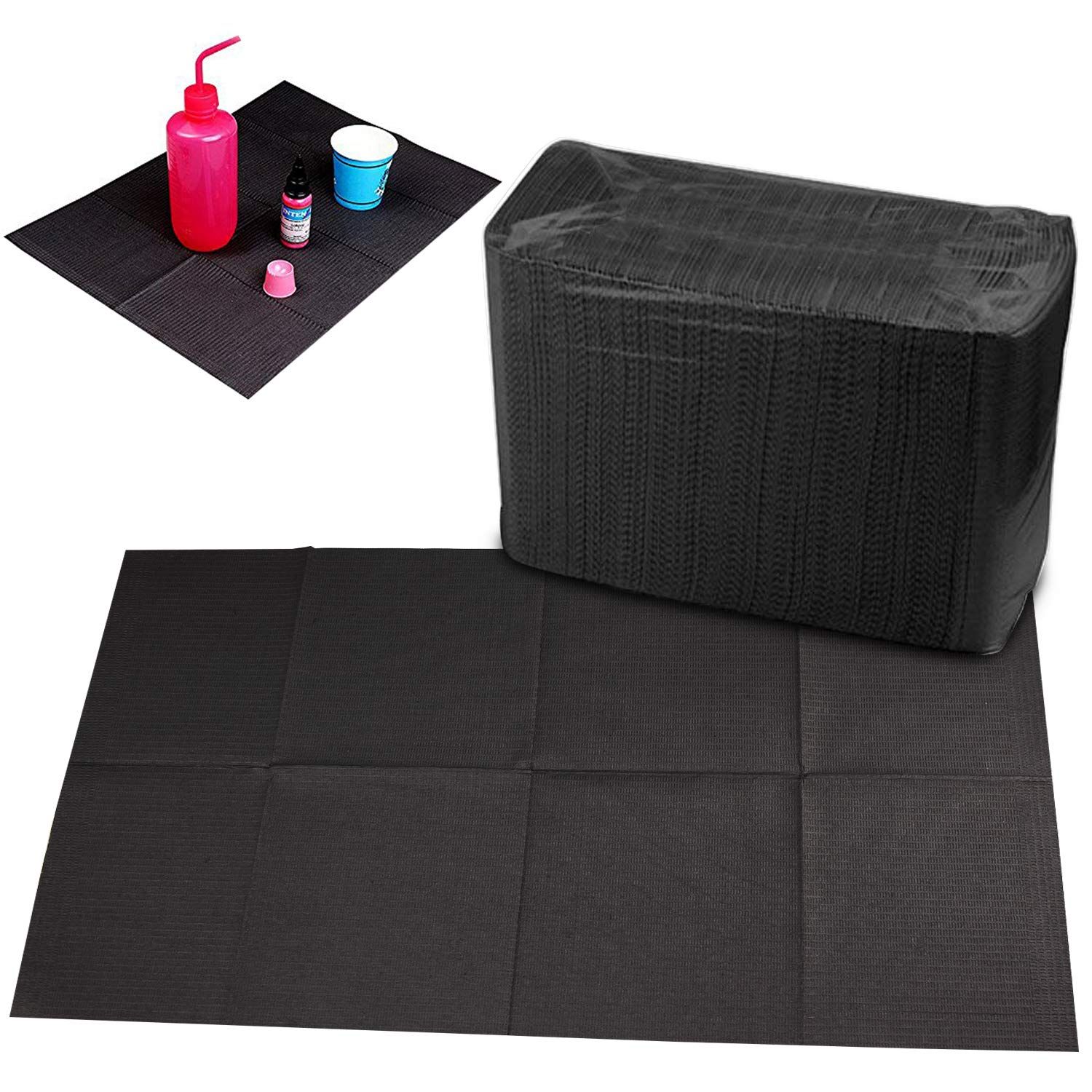 Disposable Dental Bibs Sheets Cloths, Tattoo Table Covers Clean Pad,Underpad Hygiene Personal Tattoo Bib Waterproof Tattoo TableCloth Tattoo Supply Sheet, 125pcs13&quot; X 17&quot; (Black) (125 Pcs)