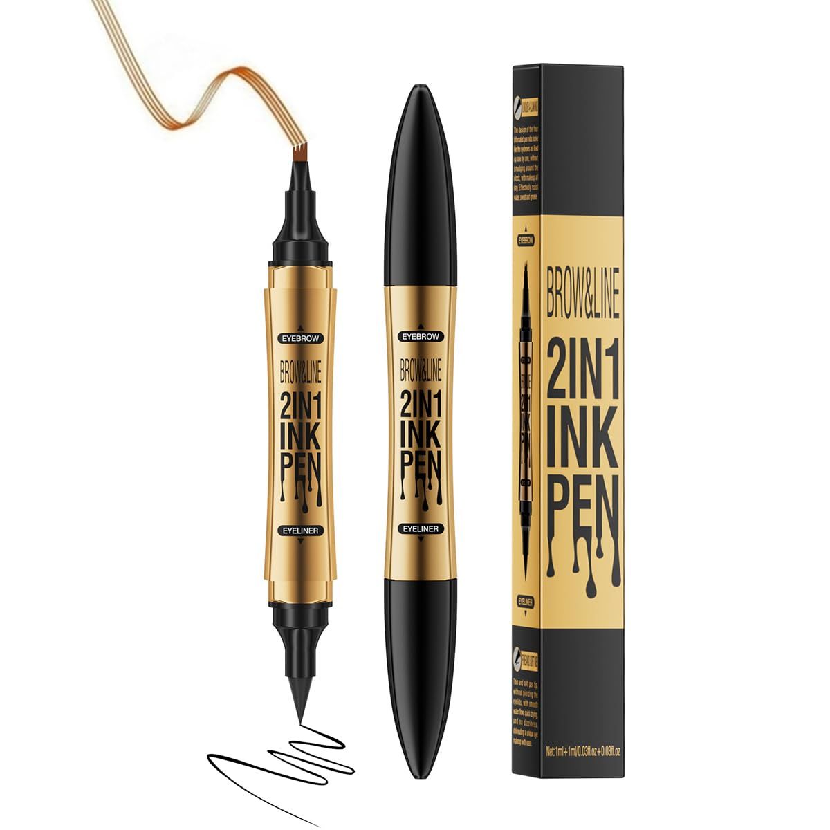 2 in 1 Eyebrow Microblading Pen, 2024 New 3D Microblading Eyebrow Pen Tattoo Pencil 4 Fork Tip, Waterproof Magic Microblading Eyebrow Pencil for Natural Makeup Last All Day - 9703#Light Brown