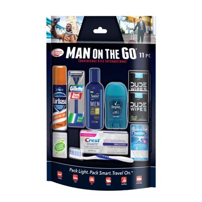 Convenience Kits International Mens 11 Piece Kit with Oral Care and Grooming Essentials, Featuring Travel Size Products, Blue
