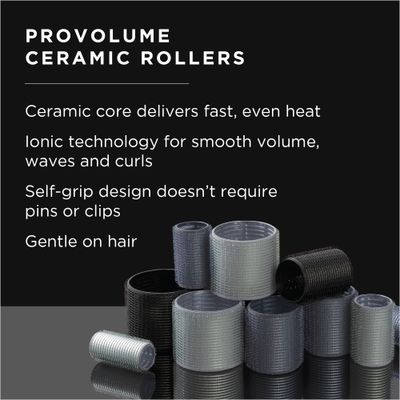 Fromm ProVolume 2" Self-Grip Ceramic Ionic Thermal Hair Rollers, 3 Count, Large Salon Quality Hair Curlers for Medium to Long Length Hair and Curtain Bangs