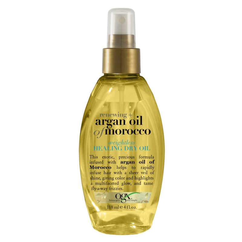 OGX Renewing  Argan Oil of Morocco Weightless Healing Dry Oil Spray, Lightweight Hair Oil Mist for Split Ends, Frizzy Hair and Flyaways, Paraben &amp; Sulfated-Surfactants Free, 4 Fl Oz