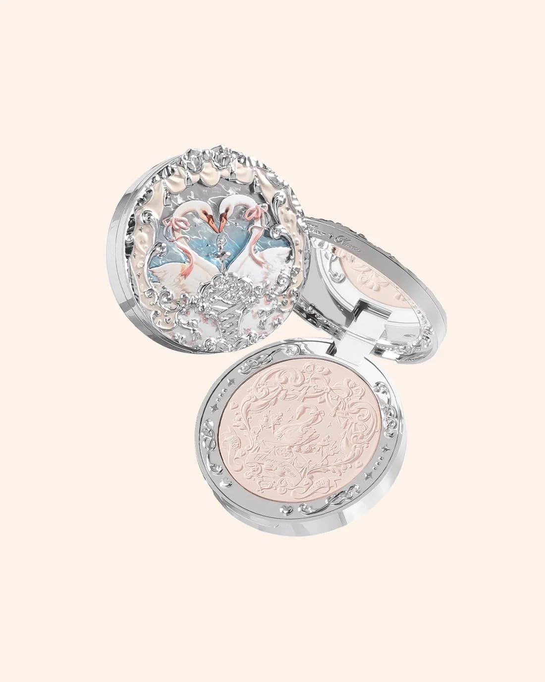 Flower Knows Swan Ballet Embossed Blush,Matte Finish,Buildable &amp; Blendable Makeup Blush for Cheeks,Soft &amp; Long-lasting for Girls &amp; Women(01 Niveous Swan,5g)