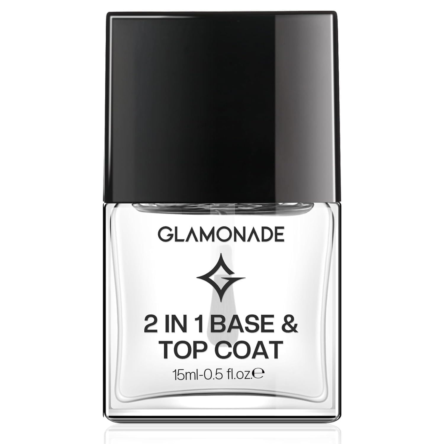 Glamonade Base Top Coat Nail Polish 2 in 1 Clear Quick Dry Nail Polish High Shine Glossy Long Lasting Color Protection Fast Air Dry Nail Polish for Women Salon Quality 0.5 Fl Oz