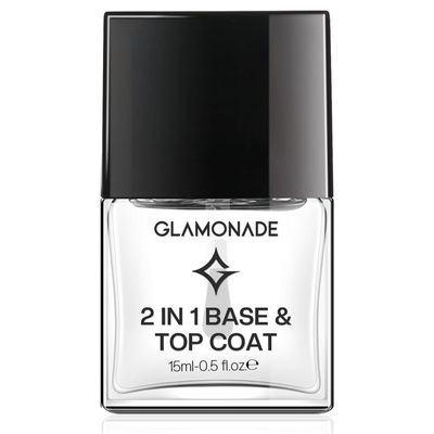 Glamonade Base Top Coat Nail Polish 2 in 1 Clear Quick Dry Nail Polish High Shine Glossy Long Lasting Color Protection Fast Air Dry Nail Polish for Women Salon Quality 0.5 Fl Oz