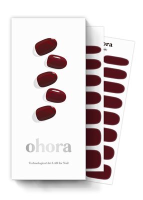 ohora Semi Cured Gel Nail Strips (N Classic Burgundy) - Works with Any Nail Lamps, Salon-Quality, Long Lasting, Easy to Apply &amp; Remove - Includes 2 Prep Pads, Nail File &amp; Wooden Stick