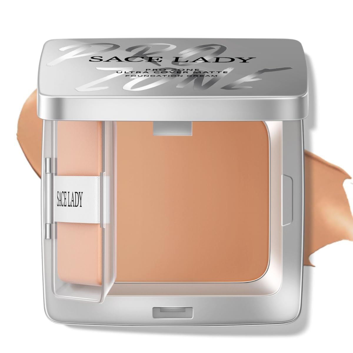 SACE LADY Ultra Cover Powder Foundation Makeup, Lasting Waterproof Full Coverage Foundation Cream With Mirror for Face Make Up 0.30Oz (Natural, 0.30Oz)