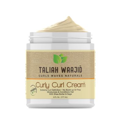 Taliah Waajid Curls Waves Natural - Curly Curl Cream | Extreme Curl Definition Hair Styling Gel | No Build-up or Frizz | 100% Paraben Free | Shea Butter &amp; Sage - 6oz