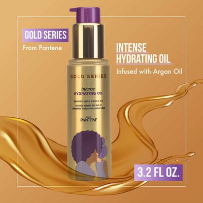 Pantene Gold Series Intense Hydrating Oil Treatment, 3.2 Fl Oz - Hair Oil Infused with Rich Argan Oil for Beautiful, Shiny Hair - Dye, Paraben and Sulfate Free Formula