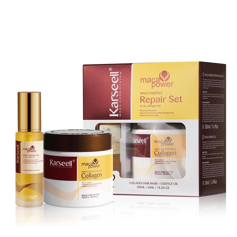 Karseell Collagen Hair Treatment Deep Repair Conditioning, Hair Mask Argan Oil Set for Dry Damaged Hair All Hair Types 16.9floz  1.69floz