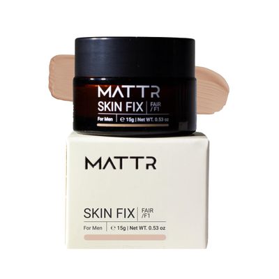 MATTR Skin Fix - Cosmetic Solutions for Men - Concealer &amp; Skin Balancing Formula for Uneven Complexions - Cover Fine Lines, Under-Eye Bags, Blemishes - Vegan Makeup - Travel-Size Jar - 15g (F1)