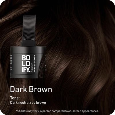 BOLDIFY Hairline Powder - Root Touch Up &amp; Hair Loss Cover Up, Instant Gray Coverage 48-Hour Stain-Proof Hair Color Powder for Women &amp; Men, Hair Fibers and Hair Topper Alternative (Dark Brown)