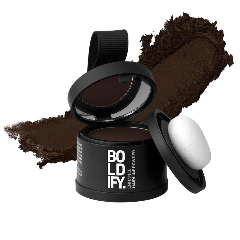 BOLDIFY Hairline Powder - Root Touch Up &amp; Hair Loss Cover Up, Instant Gray Coverage 48-Hour Stain-Proof Hair Color Powder for Women &amp; Men, Hair Fibers and Hair Topper Alternative (Dark Brown)