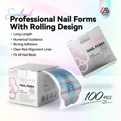 Saviland Long Length Reusable Nail Forms Super Sticky Duable Poly Gel Nail Forms Sturdy Nail Extension Forms Paper Nail Forms Self-adhesive Nail Model Stencils for Acrylic Nails Builder Nail Gel