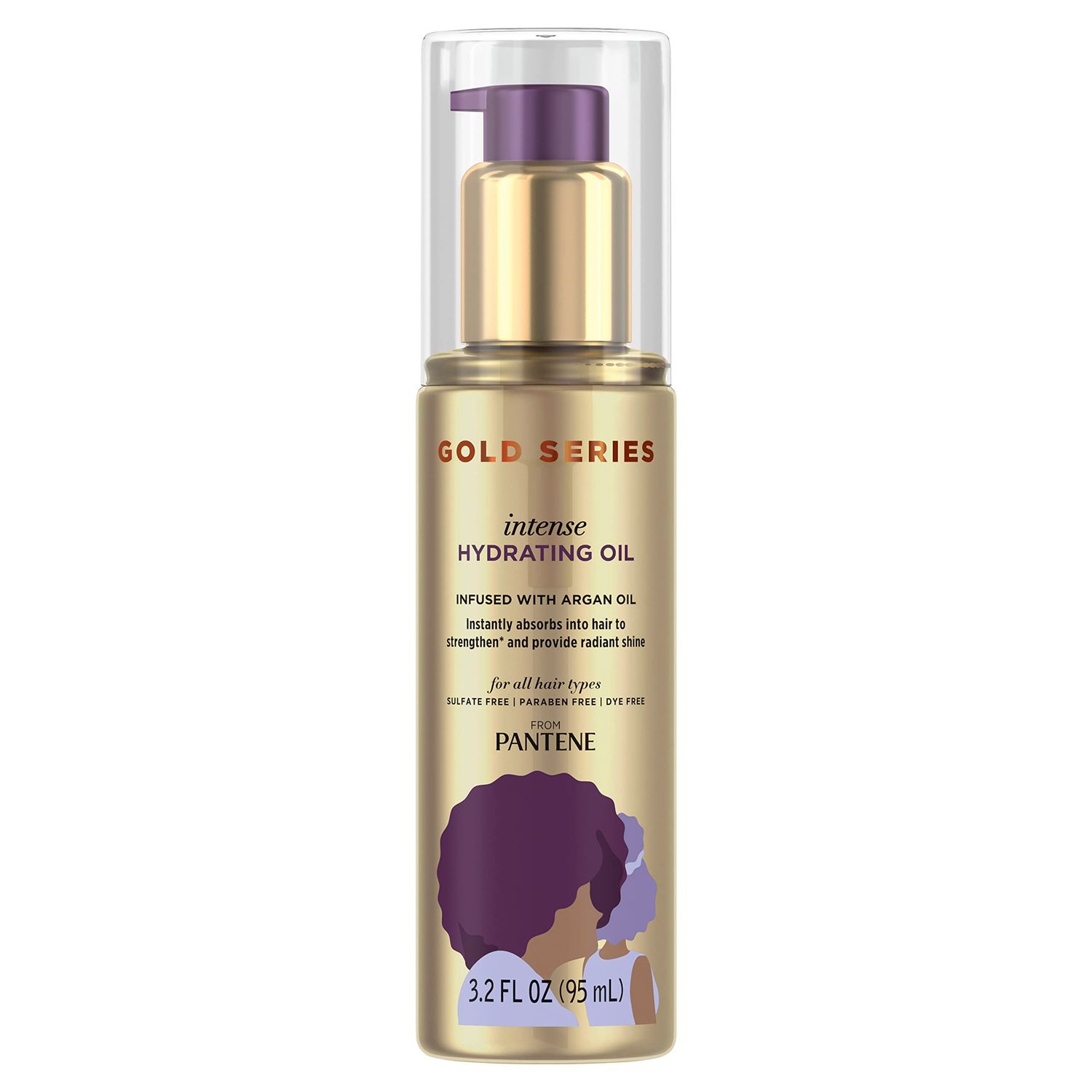 Pantene Gold Series Intense Hydrating Oil Treatment, 3.2 Fl Oz - Hair Oil Infused with Rich Argan Oil for Beautiful, Shiny Hair - Dye, Paraben and Sulfate Free Formula