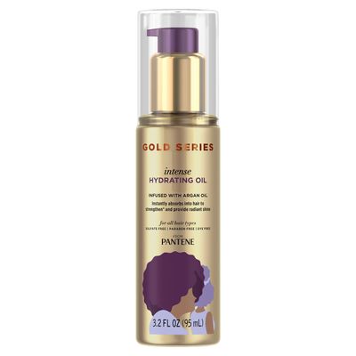 Pantene Gold Series Intense Hydrating Oil Treatment, 3.2 Fl Oz - Hair Oil Infused with Rich Argan Oil for Beautiful, Shiny Hair - Dye, Paraben and Sulfate Free Formula