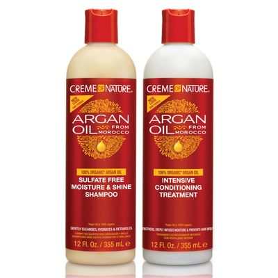 Creme of Nature Creme of Nature Argan Oil from Morocco Sulfate-Free Moisture &amp; Shine Shampoo and Intensive Conditioning Treatment Amazon Bundle, 2 count